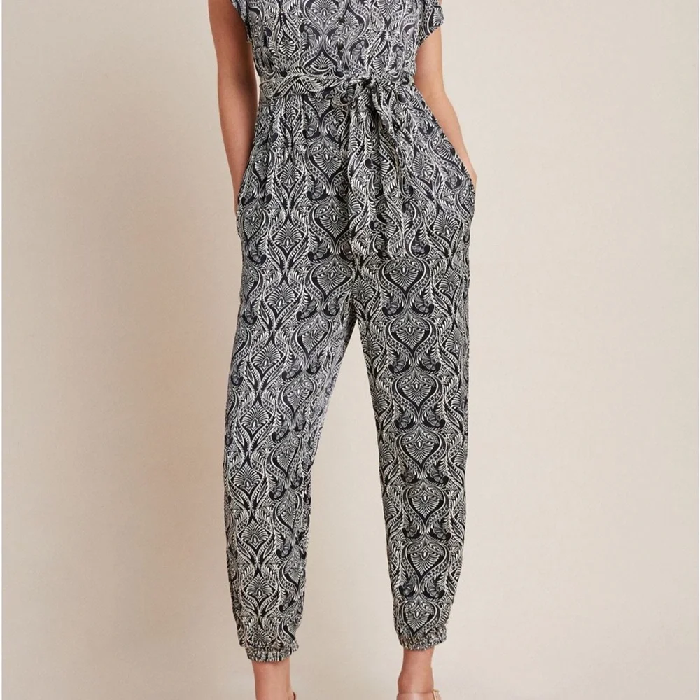 Anthropologie Black and White Patterned Jumpsuit - Picture 2 of 5
